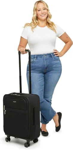 Vista 7 de Baggallini Carry-on de 4 ruedas para mujer, Estampado De Flor De Mediano