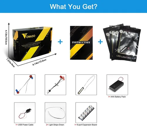Vista 11 de VONADO Kit de luces LED compatible con Lego Technic Ford Mustang Shelby GT500 42138, iluminación de bricolaje para Mustang 42138