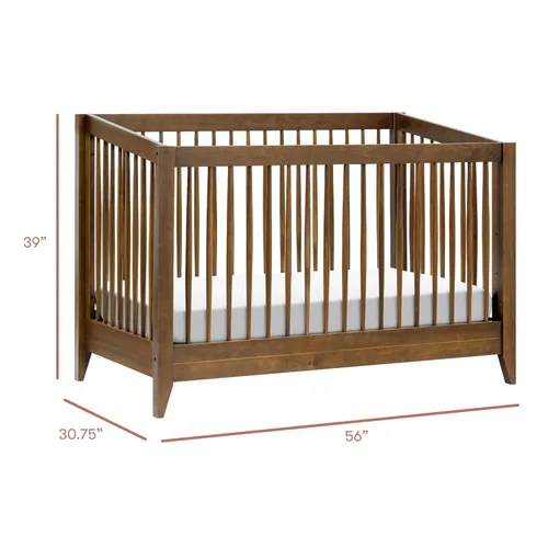 Vista 3 de Babyletto Sprout - Cuna convertible 4 en 1 con kit de conversión de cama para niños pequeños en nogal natural, certificado Greenguard Gold