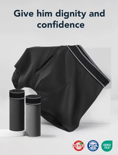 Vista 5 de Ropa interior lavable para incontinencia para hombre, calzoncillos bóxer de algodón, 3.4 fl oz de absorción, ropa interior a prueba de fugas