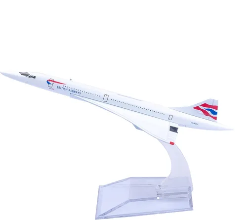 Vista 5 de Modelo de avión British Airways G-BOAC Concorde Modelo Avión Avión Metal Aviones de aleación fundida a presión para regalo y colección