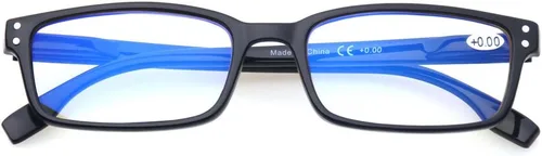 Vista 6 de 2 pares de gafas para computadora con protección UV, bloqueo de rayos azules, antirreflejo y resistentes a rayones, 0, 2 Pack negro, 1