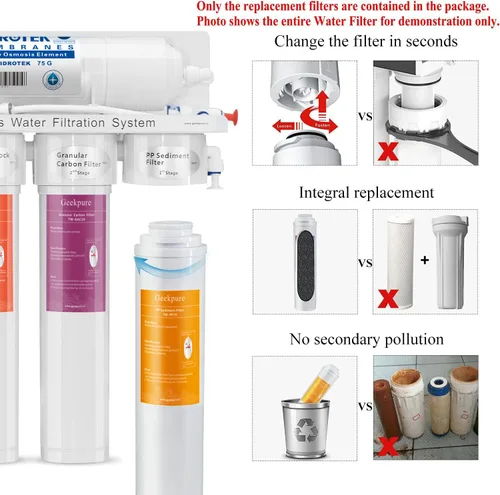 Vista 2 de Geekpure Sistema de filtro de agua potable de ósmosis inversa, 75GPD, RO-TW