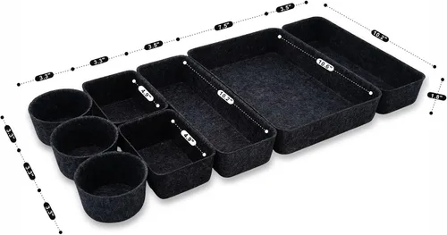 Vista 6 de Welaxy Bandeja organizadora de cajones de escritorio de oficina Bandeja de almacenamiento de fieltro para bolígrafos Maquillaje de joyería Carbono