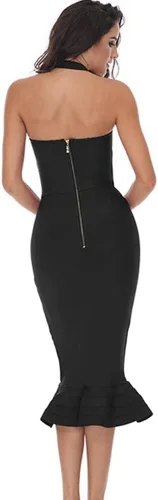 Vista 2 de whoinshop Vestido de cóctel de sirena con cola de pez halter para mujer