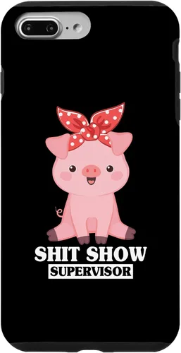 Vista 9 de Funda para iPhone 14 Humor Shit Show Supervisor Pig Shitshow Supervisor