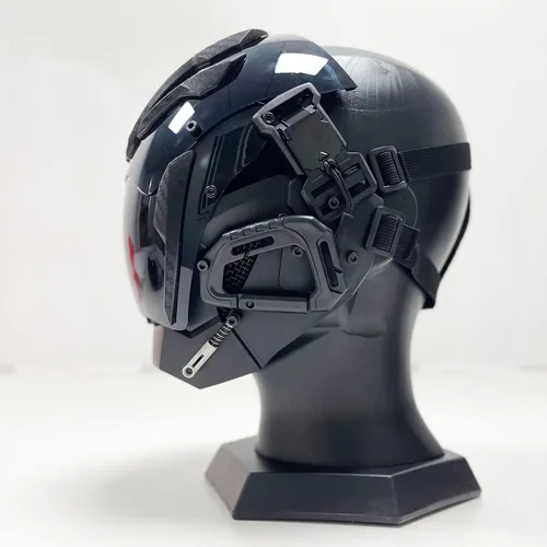 Vista 5 de JAUPTO Máscara punk cosplay para hombres y mujeres, máscara Techwear, máscara de Halloween, accesorios para fiestas y festivales de música