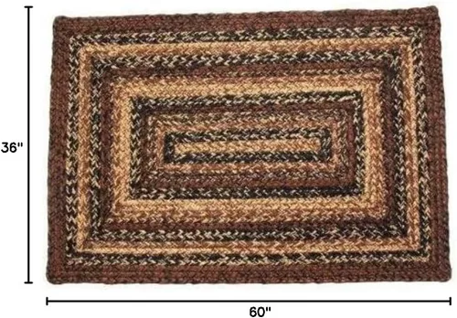 Vista 3 de Colección Cappuccino Premium trenzada Primitivo, rústico, campestre, estilo granja Yute/algodón 30 días sin riesgo Alfombra