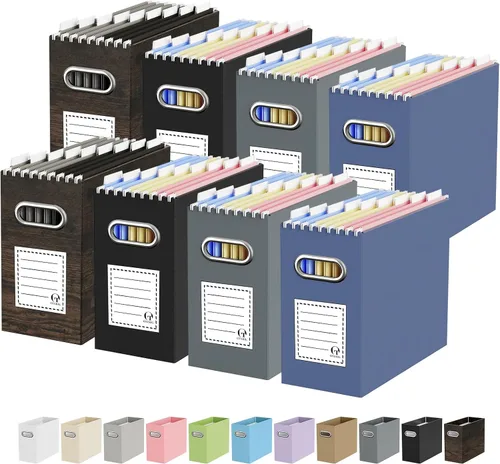 Vista 9 de Oterri Caja Organizadora de Archivos de Cartón para Carpetas Colgantes Tamaño Carta, Caja de Archivos para Escritorio de Computadora, Archivador