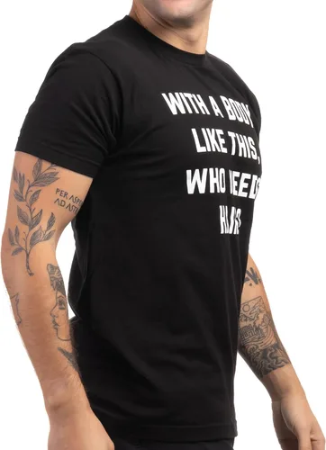 Vista 2 de with a body like this, Who Needs Hair Divertida camiseta sarcástica de broma de chico calvo para ancianos abuelos - (hombres, 2XL) negro, Negro