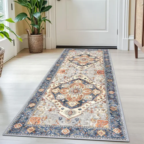 Vista 106 de SIILOOM Alfombra lavable de 2 x 3 pies, alfombra suave color taupe ceniza para entrada, tapete antideslizante para puerta de interior, tapete