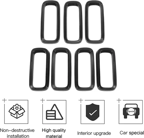 Vista 4 de CheroCar Para insertos de parrilla Renegade, cubierta protectora de rejilla delantera para Jeep Renegade 2016-2018