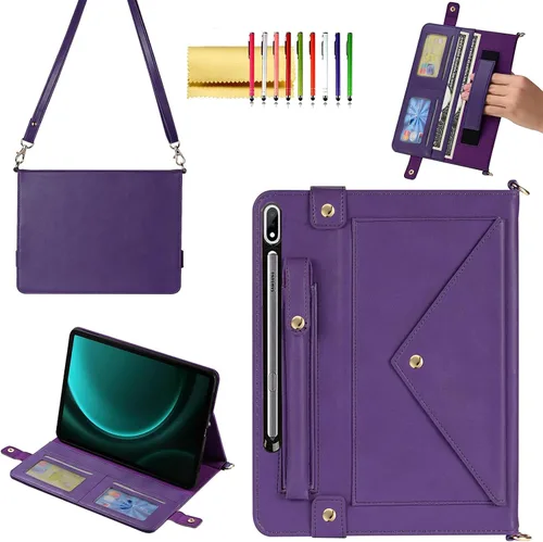 Vista 41 de Bolso Funda para Samsung Galaxy Tab S10 FE/S9 FE 10.9"/S9/S8/S7 11", Techcircle Folio con Soporte Cruzado, Billetera con Ranura para Lápiz S Pen