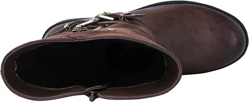 Vista 8 de GLOBALWIN Botas de motociclista de moda de otoño para mujer, botas de media pantorrilla para mujer, tacón bajo