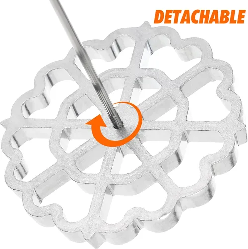 Vista 4 de Kichvoe Bunuelos - Molde con mango – Moldes de rosetas de gofres de aleación de aluminio – Juego de cucharas de hierro con roseta desmontable de 12