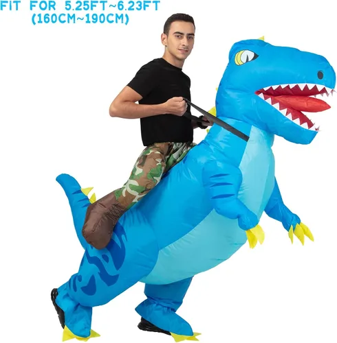 Vista 2 de Dinosaur Costume for Adults Inflatable Costume Adult Ride on Dinosaur Air Blow up Halloween Costume for Men and Women