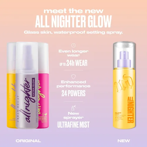 Vista 3 de Urban Decay All Nighter - Spray Fijador de Maquillaje Impermeable de Viaje, Acabado de Brillo Piel de Cristal, Hasta 24 Horas de Uso, Niebla Facial