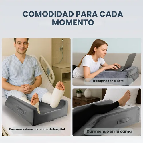 Vista 7 de Almohadas de Elevación de Piernas Ajustables de 3 Alturas para Después de Cirugía–Refuerzo de Espuma Viscoelástica para Ambas Piernas, con Soporte