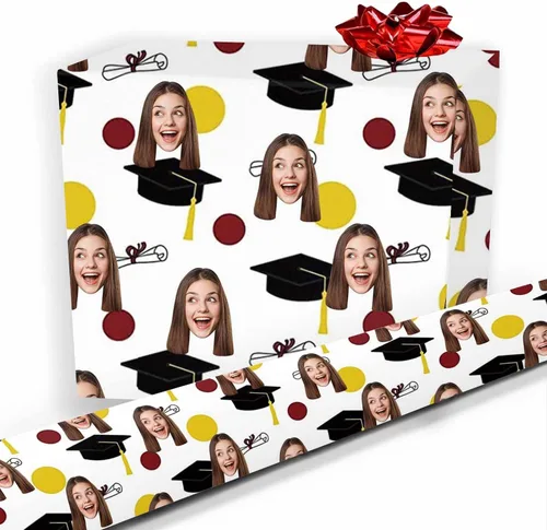 Vista 25 de Papel de regalo personalizado, divertido papel de regalo para cara, foto, nombre, Día del Padre, rollo de regalo para papá, hombres, mujeres, niños