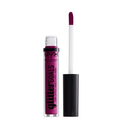 Vista 14 de NYX PROFESSIONAL MAKEUP Lápiz labial líquido Glitter Goals - Alienated (gris oscuro con purpurina plateada)
