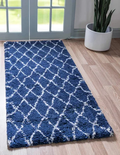 Vista 43 de Unique Loom Rabat Shag Collection - Alfombra de área con enrejado (2 pies 2 pulgadas x 3 pies 1 pulgada, rectangular, marfil puro/gris)