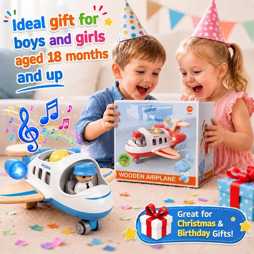 Vista 3 de Wanborns Juguete de avión para niños con sonido y luz, mini avión para niños de 18 meses a 5 años, regalo para niños