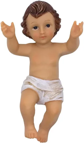 Vista 4 de Figura de natividad del bebé Jesús Niño de Cristo pintado Añadir al pesebre o escena de la creche Gran decoración cristiana para el hogar