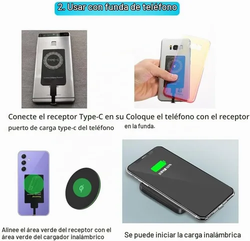 Vista 7 de 8W externo tipo C receptor de carga inalámbrico para Samsung Galaxy A54 A34 A24 A14 5G teléfono con cargador PAD