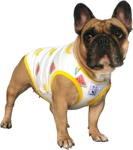 Vista 46 de iChoue - Camisetas de rayas de algodón 100% transpirable para Bulldog francés, chaleco de Halloween para perros medianos, camisetas Frenchie Pug