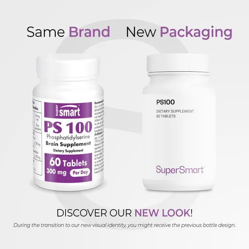 Vista 2 de Supersmart - Suplemento PS100 de 300 mg por día (fosfatidilserina) - Salud y protección del cerebro - Soporte de memoria Sin OMG y sin gluten - 60
