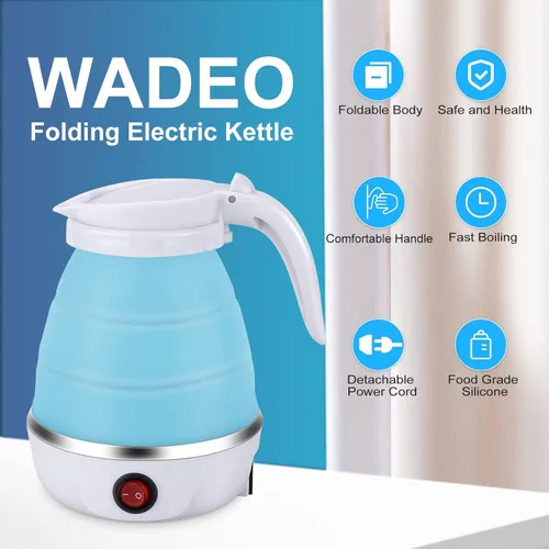 Vista 5 de Hervidor Eléctrico Portátil de Tamaño de Viaje, 600ML Pequeño Plegable para Té y Café con Tazón y Tazas Colapsables, 5 Minutos de Agua en Ebullición