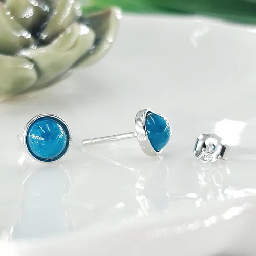 Vista 94 de Pendientes naturales de 0.236 in con chapado en oro blanco sobre plata de ley, bisel cabujón de piedras preciosas regalo de joyería para ella