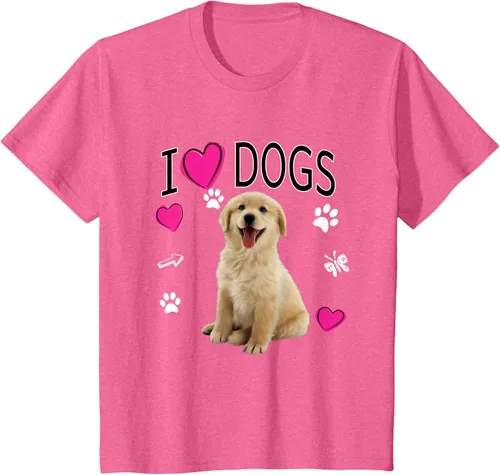 Vista 39 de Camiseta I Love Dogs - Camiseta Golden Labrador retriever, Azul Negro