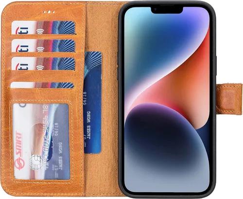 Vista 64 de HARDISTON Compatible con iPhone 7 Plus / 8 Plus Funda Cartera, Hecha a Mano de Cuero Genuino, Funda Magnética Desmontable con Tapa Abatible