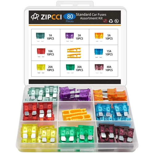 Vista 10 de ZIPCCI 80 piezas de mini fusibles para automóvil, kit surtido de fusibles (1A/3A/5A/10A/15A/20A/30A/40AMP), fusibles de cuchilla automotriz para RV