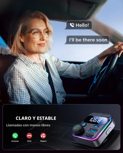 Vista 7 de JOYROOM 81W Bluetooth 6.0 Adaptador de coche Transmisor de radio FM inalámbrico [PD45W & QC36W] Fast Charge, Dual Mics for Clear Call, HiFi Deep