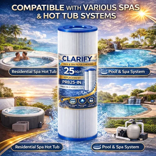 Vista 6 de CLARIFY Cartucho de filtro para bañera de hidromasaje de instalación directa, reemplace C-4326, PRB25-IN, FC-2375, FC-2370, 3005845, 17-2327