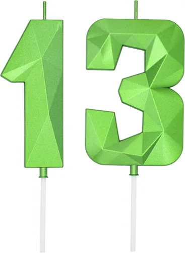 Vista 195 de DERVENTA Vela Grande de Cumpleaños Número 3D Verde Luminoso de 3.7 Pulgadas Celebración de Fiesta Aniversario Decoración Adorno para Pastel 1 Pieza