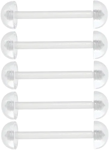 Vista 4 de Oasis Plus 10pcs 14G transparente flexible plástico retenedor lengua anillo pezón barra 0.236 in bolas cuerpo piercing