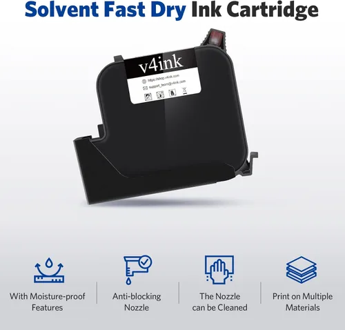 Vista 5 de v4ink Original EB22B EB22BL Cartucho de tinta solvente negro Tinta de freír rápida a 1 pulgada de altura de impresión para impresora de inyección