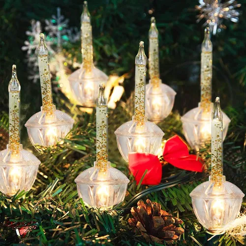 Vista 13 de Couah Luces de Burbujas de Navidad, Juego de Cadena de Luces Vintage de 11 Pies, 7 Fluidos de Burbujas Transparentes con Purpurina Dorada C7/E12 7
