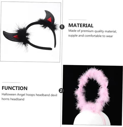 Vista 3 de NOLITOY 18 Pcs Halloween Headband Ox Horn Buckle Devil Horns Headband Horn Cosplay Headband Devil Headband Kids Hair Accessories Angel Headdress