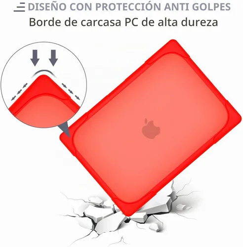 Vista 6 de Batianda Funda resistente para MacBook Air de 15 pulgadas 2023-2026, color Rojo