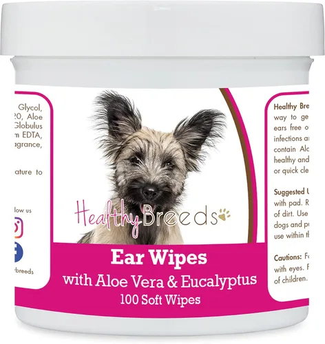 Vista 36 de Healthy Breeds Affenpinscher Toallitas de limpieza de oídos con aloe y eucalipto para perros, 100