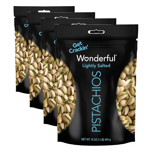 Vista 7 de Wonderful Pistachios In-Shell - Nueces sin sal, bolsa resellable de 16 onzas, aperitivos de proteínas, sin gluten, aperitivos saludables para adultos