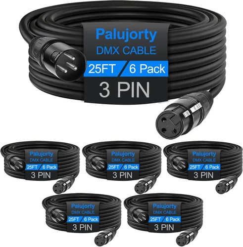 Vista 8 de Paquete de 10 cables DMX de 3 pines de 3.2 pies para luz de escenario y controlador