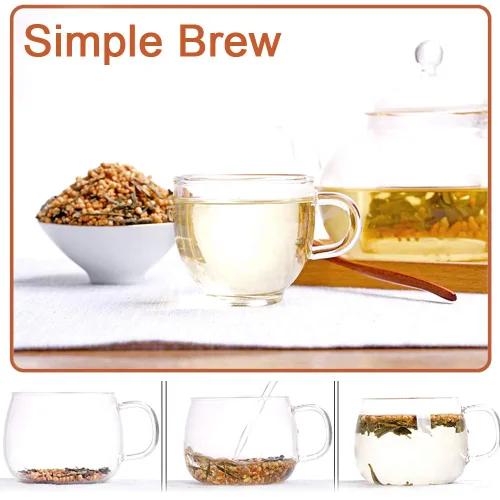 Vista 4 de Plant Gift Genmaicha - Té verde Genmai-cha con arroz tostado, Genmaicha - Té japonés de hojas sueltas - Té verde Gen Mai Cha, nivel de cafeína bajo