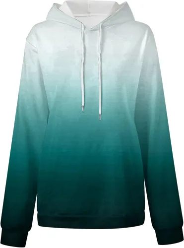 Vista 4 de Sudaderas con capucha de gran tamaño para mujer, diseño de teñido anudado, manga larga, casual, ajuste holgado, con capucha