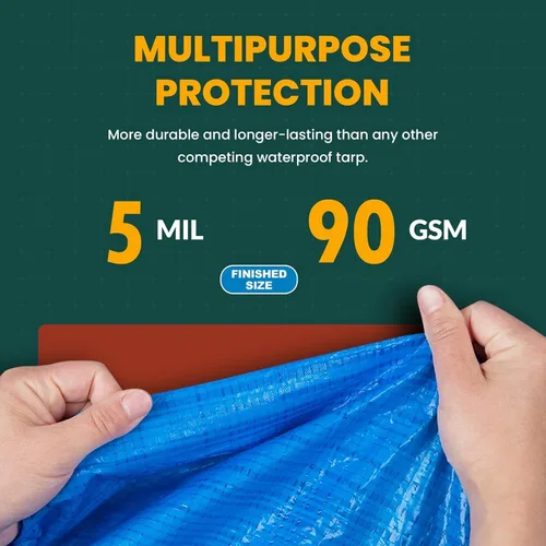 Vista 3 de Cubierta de lona plateada y negra, material grueso, impermeable, ¡ideal para toldo, tienda de campaña, botes, remolque o cubierta de piscina!, Azul