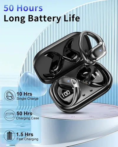 Vista 5 de Auriculares inalámbricos, Bluetooth 5.4 2026 deportivos, auriculares Bluetooth con micrófono ENC con cancelación de ruido, auriculares inalámbricos